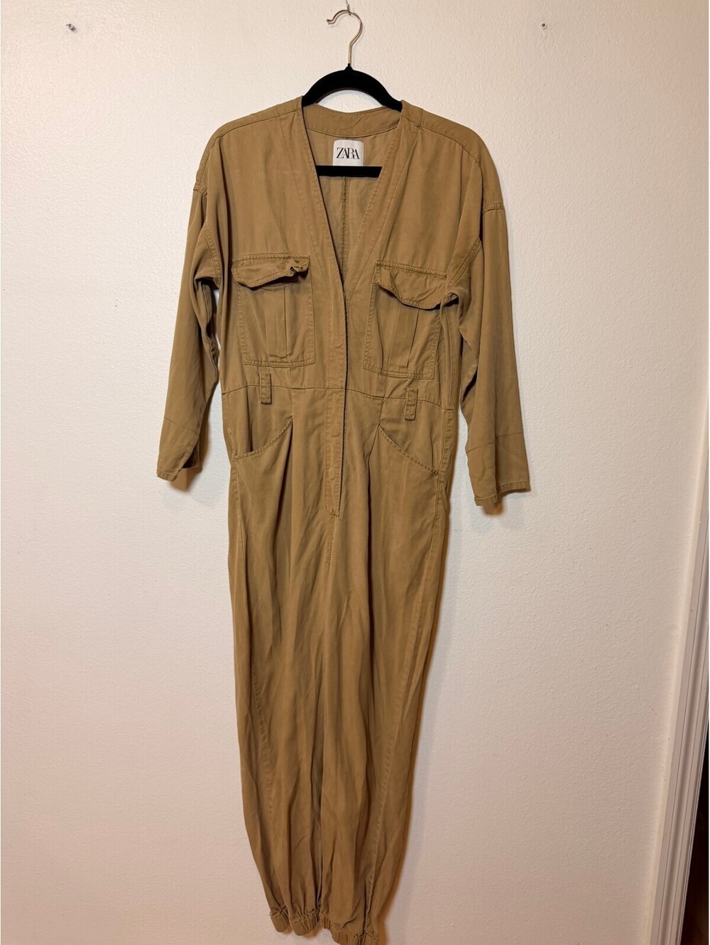 Zara Tan Utility Jumpsuit S Fall